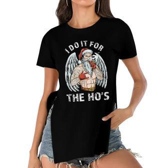 I Do It For The Hos Funny Inappropriate Christmas Men Santa Women's Short Sleeves T-shirt With Hem Split - Monsterry CA