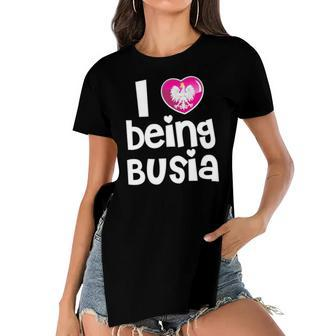 I Love Being Busia Polish Grandmother Gift Women's Short Sleeves T-shirt With Hem Split | Mazezy