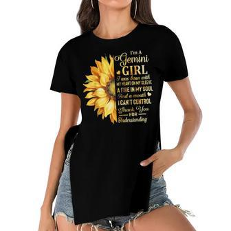 Im A Gemini Girl Sunflower Birthday Women's Short Sleeves T-shirt With Hem Split - Seseable
