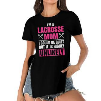Im A Lacrosse Mom Funny Mothers Day Lacrosse Sports Women's Short Sleeves T-shirt With Hem Split | Mazezy