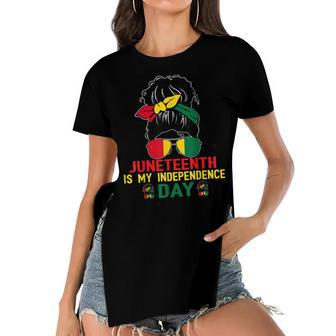 Juneteenth Is My Independence Day Black Girl 4Th Of July Women's Short Sleeves T-shirt With Hem Split - Seseable