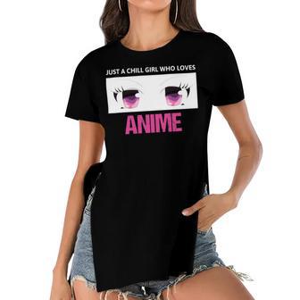 Just A Girl Who Loves Anime Chill Anime Girl Women's Short Sleeves T-shirt With Hem Split | Favorety CA