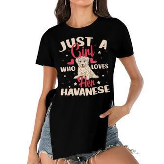 Just A Girl Who Loves Her Havanese Dog Women's Short Sleeves T-shirt With Hem Split - Monsterry DE