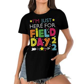 Just Here For Field Day 2022 Teacher Kids Summer Women's Short Sleeves T-shirt With Hem Split - Seseable