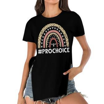 Leopard Rainbow Pro Choice Feminist Womens Rights Women's Short Sleeves T-shirt With Hem Split - Seseable