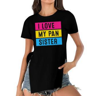 Lgbt Pride Love My Pan Sister Pansexual Family Support Women's Short Sleeves T-shirt With Hem Split | Mazezy