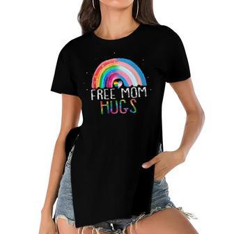 Lgbtq Free Mom Hugs Gay Pride Lgbt Ally Rainbow Mothers Day  Women's Short Sleeves T-shirt With Hem Split