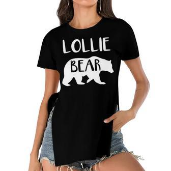 Lollie Grandma Gift Lollie Bear Women's Short Sleeves T-shirt With Hem Split - Seseable