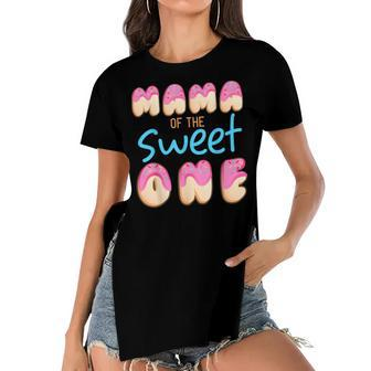 Mama Of Sweet One First Birthday Party Matching Family Donut Women's Short Sleeves T-shirt With Hem Split - Seseable