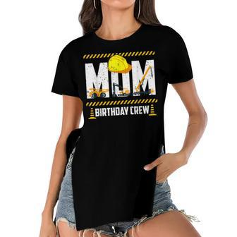 Mom Birthday Crew Construction Birthday Party Supplies Women's Short Sleeves T-shirt With Hem Split - Seseable