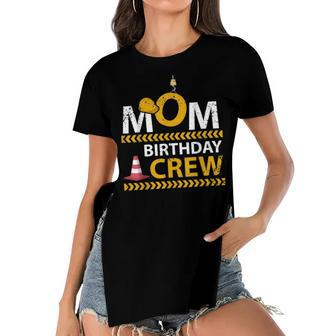 Mom Birthday Crew Construction Birthday Party Supplies Women's Short Sleeves T-shirt With Hem Split - Seseable