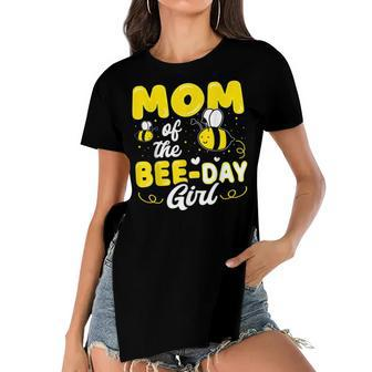 Mom Of The Bee Day Girl Hive Party Matching Birthday Sweet Women's Short Sleeves T-shirt With Hem Split - Seseable