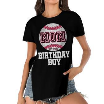 Mom Of The Birthday Boy Baseball Player Vintage Retro Women's Short Sleeves T-shirt With Hem Split - Seseable