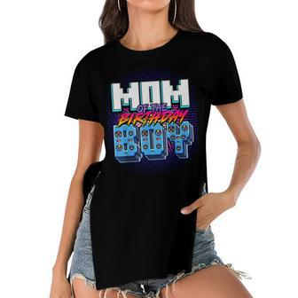 Mom Of The Birthday Boy Matching Family Video Game Party Women's Short Sleeves T-shirt With Hem Split - Seseable