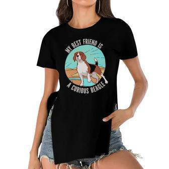 My Best Friend Is A Curious Beagle Gift For Women Men Kids Women's Short Sleeves T-shirt With Hem Split