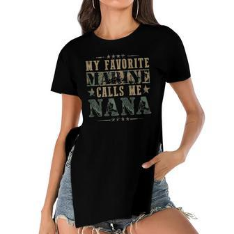 My Favorite Marine Calls Me Nana Veterans Day Women's Short Sleeves T-shirt With Hem Split | Mazezy