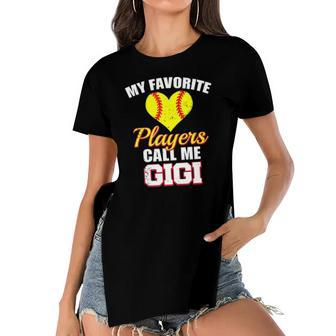 My Favorite Players Call Me Gigi Funny Softball Gigi Women's Short Sleeves T-shirt With Hem Split | Mazezy
