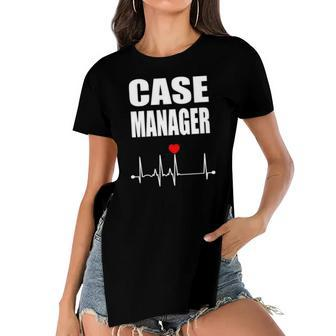 Nurse Case Manager Heartbeat Gift Women's Short Sleeves T-shirt With Hem Split | Mazezy