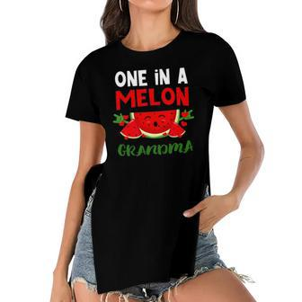 One In A Melon Grandma Love Watermelon Summer Fruit Lover Women's Short Sleeves T-shirt With Hem Split | Mazezy