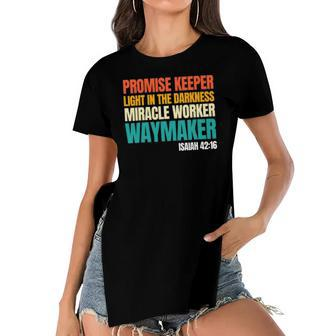 Promise Keeper Miracle Worker Waymaker Christian Faith Women's Short Sleeves T-shirt With Hem Split | Mazezy