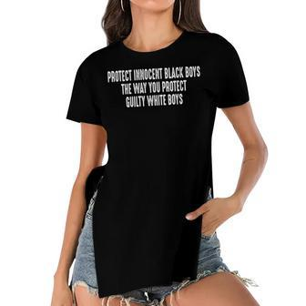 Protect Innocent Black Boys The Way You Protect Women's Short Sleeves T-shirt With Hem Split - Monsterry DE