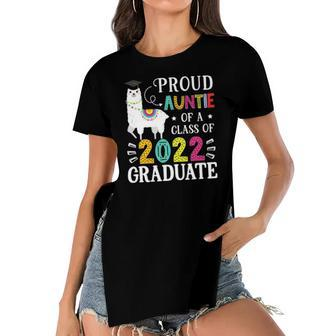 Proud Auntie Of A 2022 Graduate Funny Llama Aunt Women's Short Sleeves T-shirt With Hem Split | Mazezy