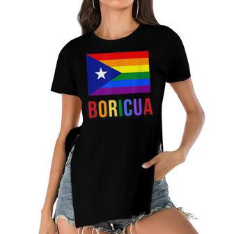 Puerto Rico Boricua Gay Pride Lgbt Rainbow Wepa  Women's Short Sleeves T-shirt With Hem Split