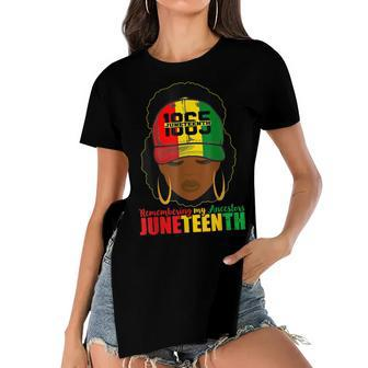 Remembering My Ancestors Junenth Black Women Black Pride Women's Short Sleeves T-shirt With Hem Split | Mazezy