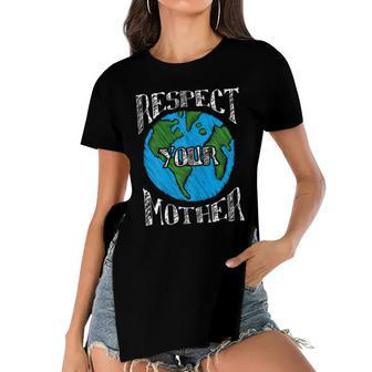 Respect Mother Planet Earth Day Climate Change Cute Women's Short Sleeves T-shirt With Hem Split - Monsterry CA