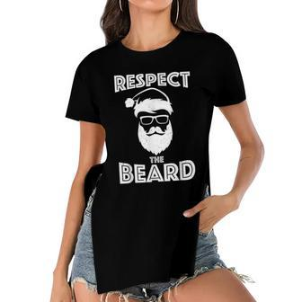 Respect The Beard Christmas Hipster Santa Funny Xmas Women's Short Sleeves T-shirt With Hem Split - Monsterry DE