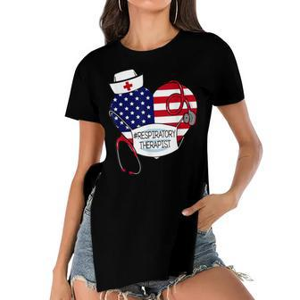 Respiratory Therapist Love America 4Th Of July For Nurse Dad Women's Short Sleeves T-shirt With Hem Split - Seseable