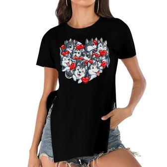 Siberian Husky Valentines Day Heart Kids Boys Girls Women's Short Sleeves T-shirt With Hem Split - Monsterry DE