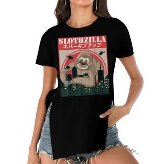 Sloth Sloth-Zilla Funny Movie Dramatic Women Girls Kids Women's Short Sleeves T-shirt With Hem Split - Seseable