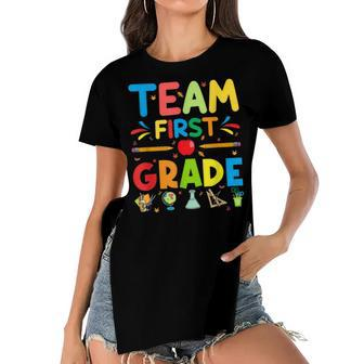 Team First Grade - 1St Grade Teacher Student Kids Women's Short Sleeves T-shirt With Hem Split - Seseable
