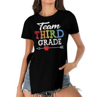 Team Third Grade Squad First Day Of School Teacher Kids Women's Short Sleeves T-shirt With Hem Split - Seseable