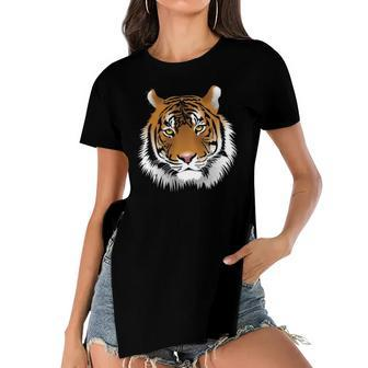 Tiger Face Animal Lover Funny Tigers Zoo Kids Boys Girl Women's Short Sleeves T-shirt With Hem Split | Mazezy