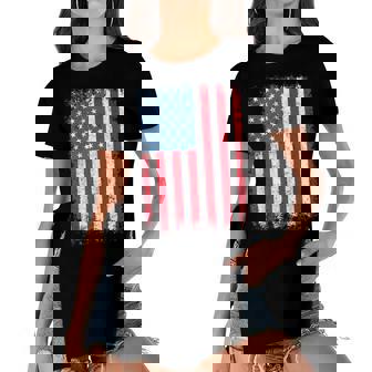 Usa Patriotic American Flag For Men Women Kids Boys Girls Us Women's Short Sleeves T-shirt With Hem Split | Mazezy