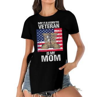Veteran Mom Proud Son Kids Veterans Day Us Veteran Mother Women's Short Sleeves T-shirt With Hem Split - Seseable