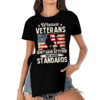 Veterans Have Standards 4Th Of July American Flag Women's Short Sleeves T-shirt With Hem Split - Seseable