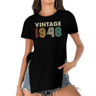 Vintage 1948 74Th Birthday Gift Men Women 74 Years Old Women's Short Sleeves T-shirt With Hem Split | Mazezy
