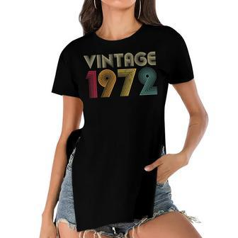 Vintage 1972 50Th Birthday Gift Retro 50 Years Old Women's Short Sleeves T-shirt With Hem Split - Seseable