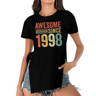 Vintage Awesome Since 1998 24Th Birthday Retro Men Women Women's Short Sleeves T-shirt With Hem Split | Mazezy
