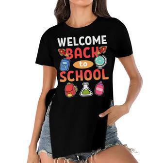 Welcome Back To School School Party 483 Shirt Women's Short Sleeves T-shirt With Hem Split | Favorety