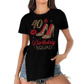 Womens 40Th Birthday Squad Stepping Into 40 Leopard Shoes Women's Short Sleeves T-shirt With Hem Split - Seseable