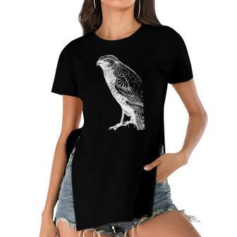Womens Bird Falcon Bird Of Prey Women's Short Sleeves T-shirt With Hem Split | Mazezy