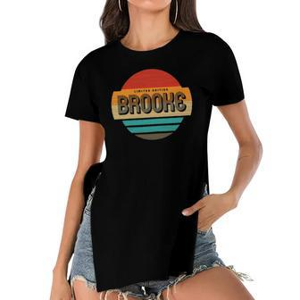 Womens Brooke Name Retro Vintage Sunset Limited Edition Women's Short Sleeves T-shirt With Hem Split | Mazezy