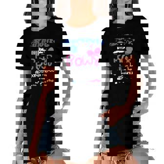 Womens Burnouts Or Bows Godmother To Be Loves You Gender Reveal Women's Short Sleeves T-shirt With Hem Split | Mazezy