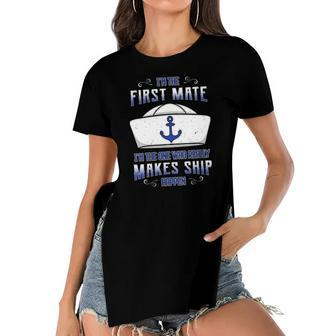 Womens First Mate Sailor Seaman Seafarer Deck Officer Boating Women's Short Sleeves T-shirt With Hem Split | Mazezy