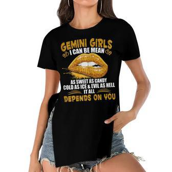 Womens Gemini Girl I Can Be Mean Saying Birthday Zodiac Girls Women's Short Sleeves T-shirt With Hem Split - Seseable
