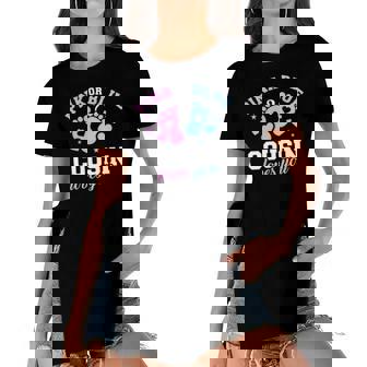 Womens Gender Reveal Cousin Loves You Women's Short Sleeves T-shirt With Hem Split | Mazezy